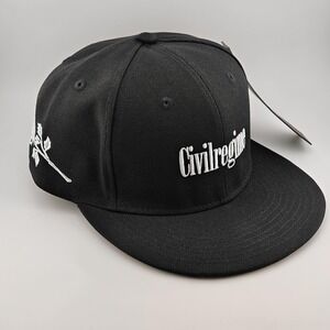 Civil Regime Hat Cap Fitted Mens 7 3/8 Black Roses From Concrete Embroidered New